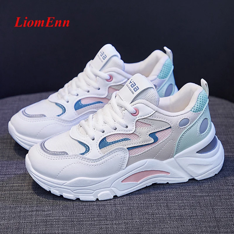 

2021 Fashion Women's Platform Sneakers Women Shoes Korean Casual Chunky Sport Shoes White Vulcanized Tennis Female Basket Femme