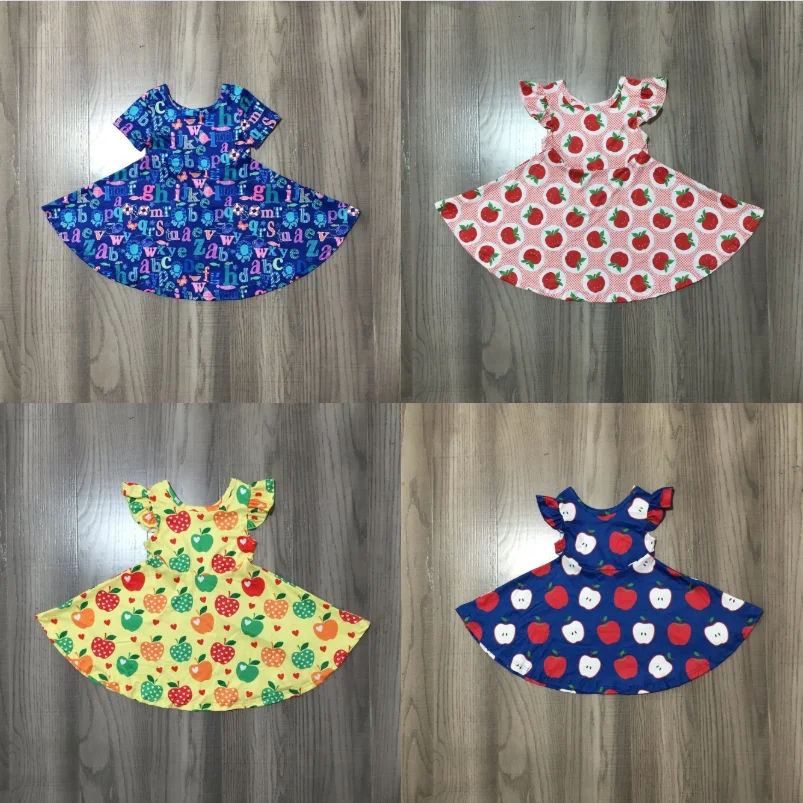 Летнее платье с надписью Apple для девочек детская одежда из молочного шелка |