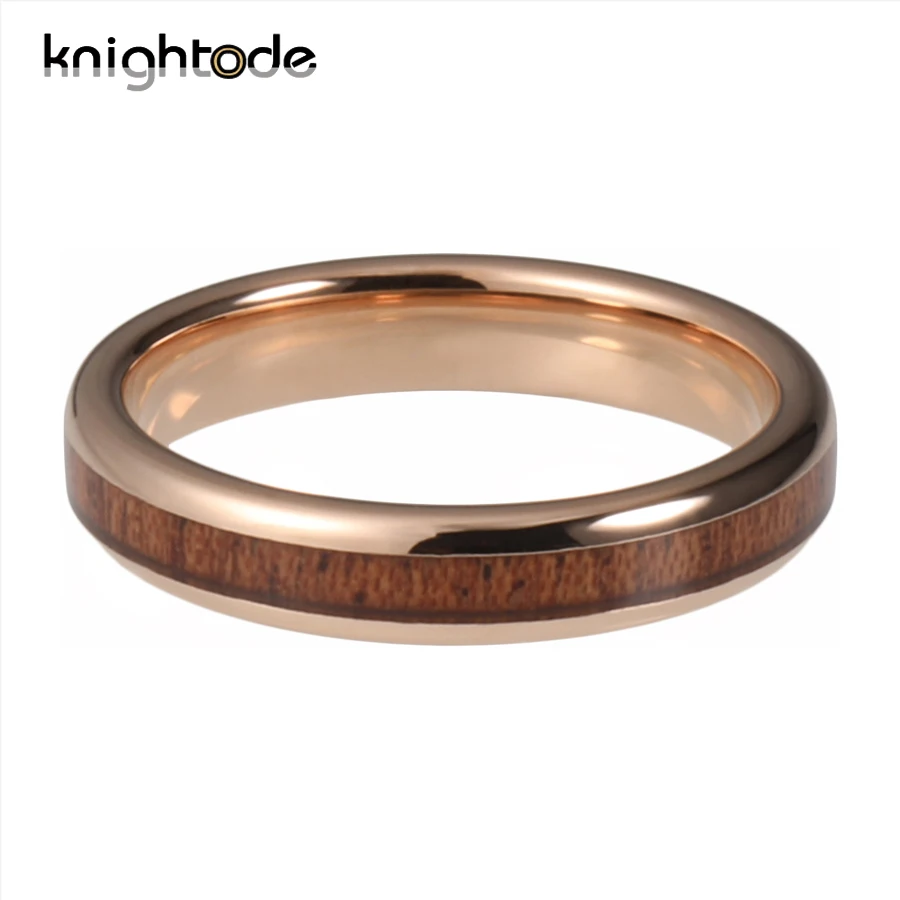 4 мм розовое золото Вольфрам обручальное кольцо из натурального дерева КОА для