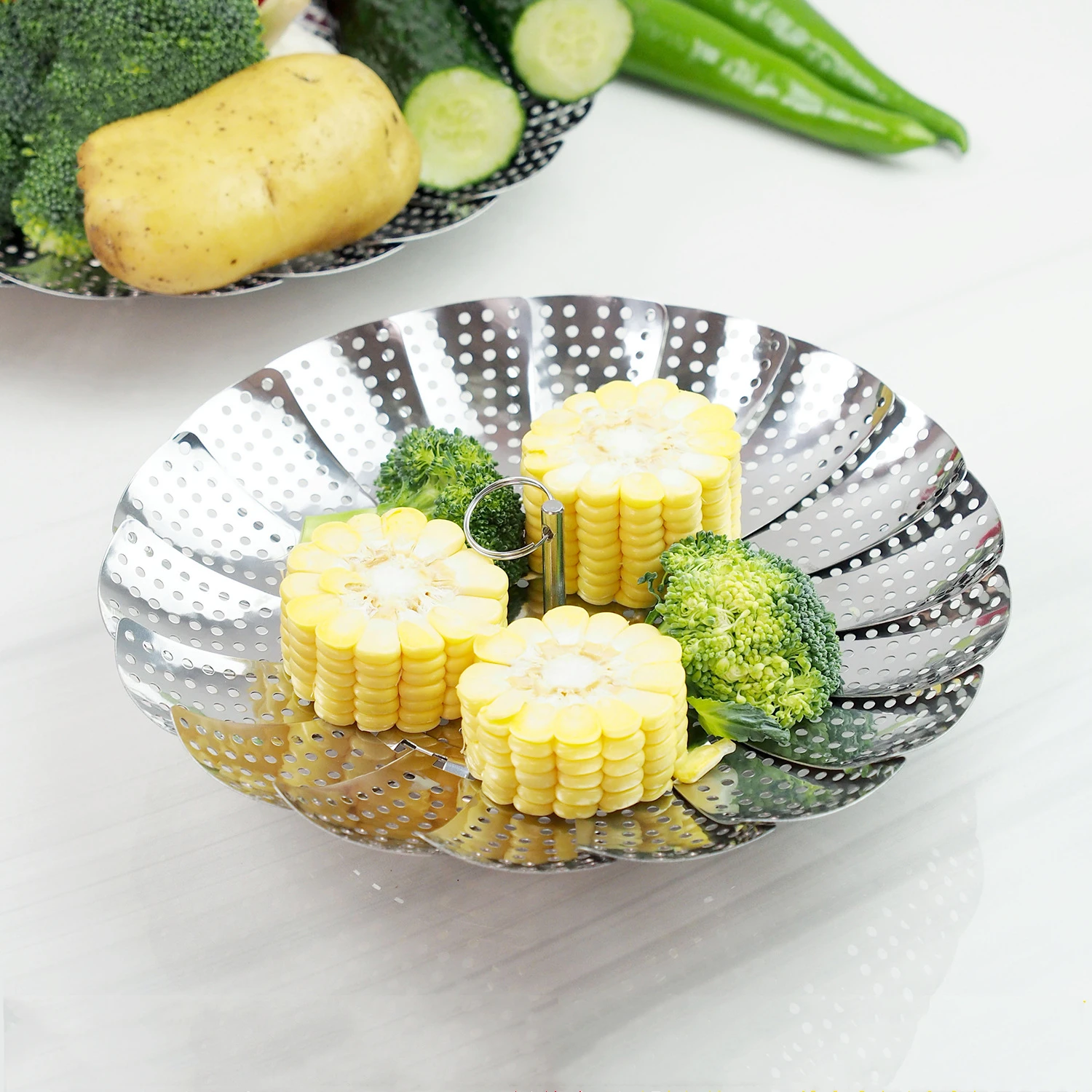 

Folding Dish Steam Stainless Steel Food Steamer Basket Mesh Cooker Steamer Stainless Steel Steamer Kitchen Accessories