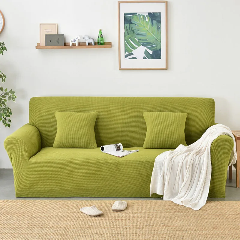 Green Yellow Из Полар-флиса диванных чехлов для Гостиная однотонные Цвет эластичный чехол для дивана домашний декор полный Обёрточная бумага диван безрукавка 1/2/3/4 местный - Цвет: Green Yellow