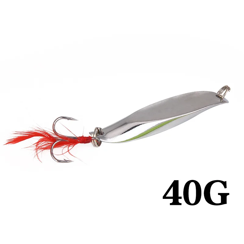 

1pcs7g 10g 15g 20g 30g 40g lure sequined metal Spoon baits multi gram heavy luminous oblique cut long distance cast on shore