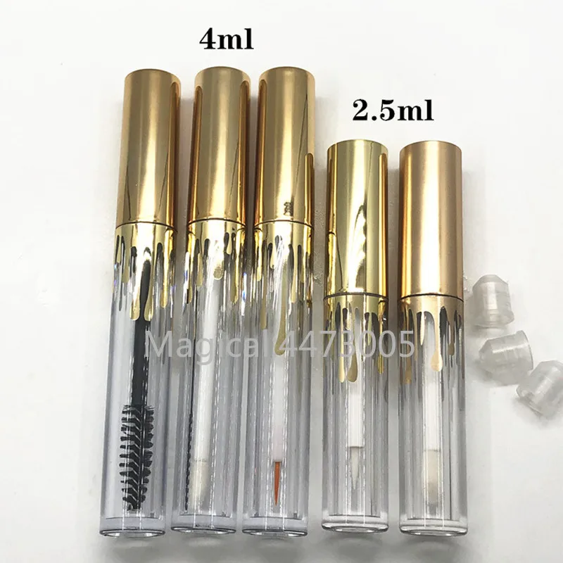 

2.5ml 4ml 10/30/50pcs Empty Lip Gloss Tubes, DIY Clear Mascara Tubes with Gold Cap,Cosmetic Eyeliner Refillable Containers