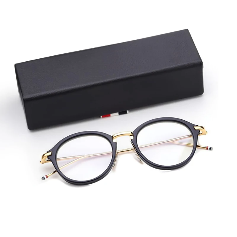 

Round Acetate Alloy Glasses Frame For Men Women Prescription Eyeglasses Myopia Reading Eyewear TB011 With Original Box Oculos