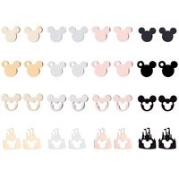 wangaiyao stainless steel black earrings for women deer rabbit butterfly stud earring girls kids jewelry accessories