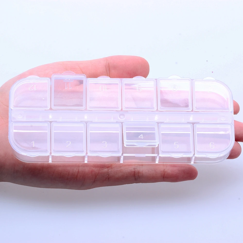 12 ячеек коробка 1 шт Прямоугольная форма для хранения горный хрусталь