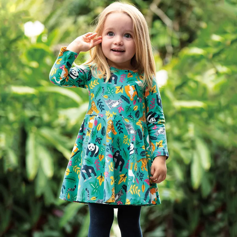 Jumping meters Princess Cotton Girls Dresses for Autumn Spring Baby Flowers Clothing Costume Long Sleeve Party | Детская одежда и