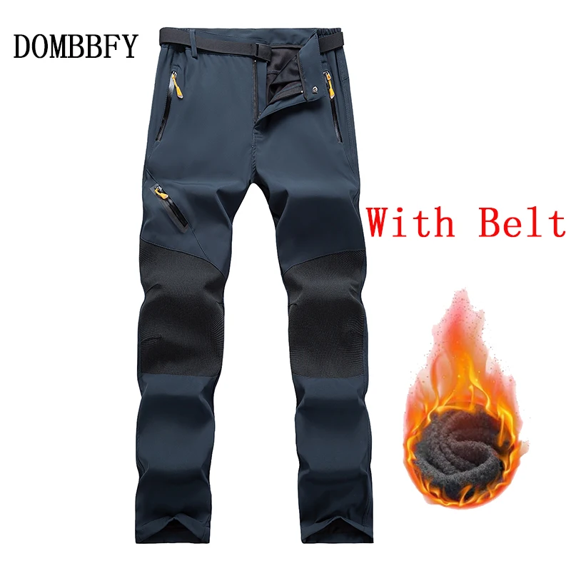 Осенне-зимние плотные флисовые брюки мужские уличные теплые водонепроницаемые