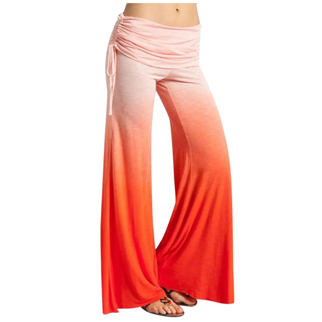 Разноцветные широкие брюки с высокой талией женские уличные свободные