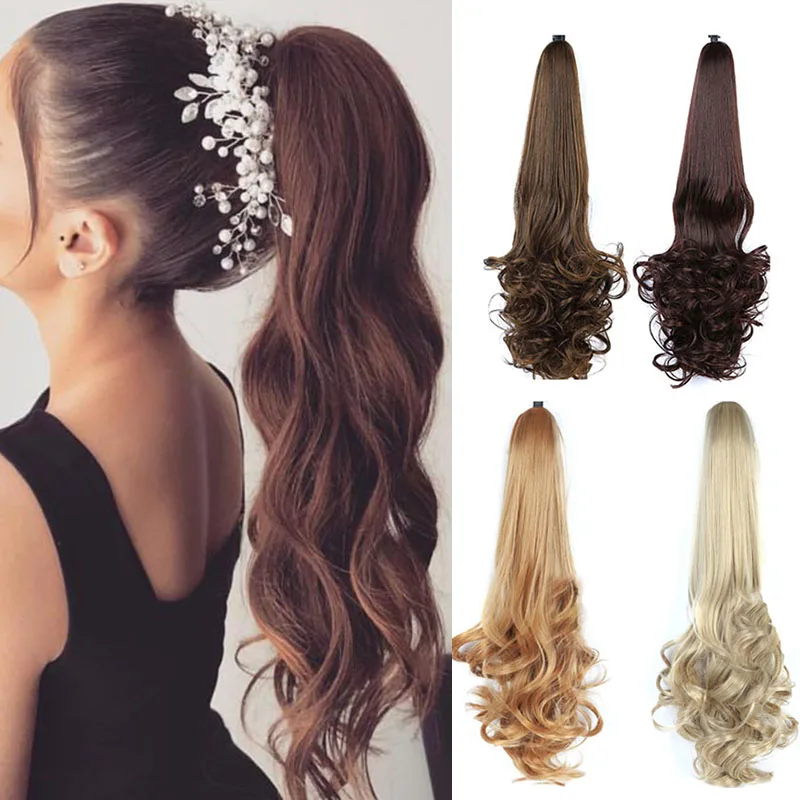 LUPU Длинные волны конский хвост Синтетический Коготь клипсы в хвосте Натуральные