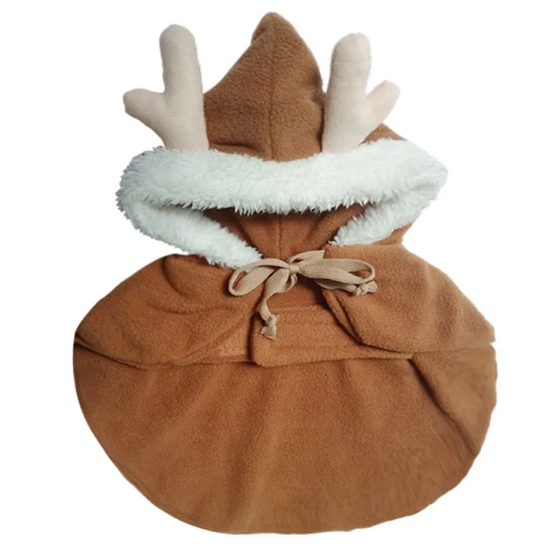 

Рождественская накидка с оленями для домашних питомцев, трансформируется в Тедди, Бишон, кошка, шнаузер, маленькая собака, зимний праздник, ...