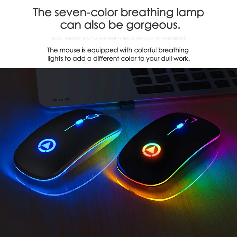 A2 2.4GHz Colorful Light Wireless Rechargeable Mouse Lightweight Portable Mute Mice Ergonomic Gaming For Laptop PC Tablet | Компьютеры и