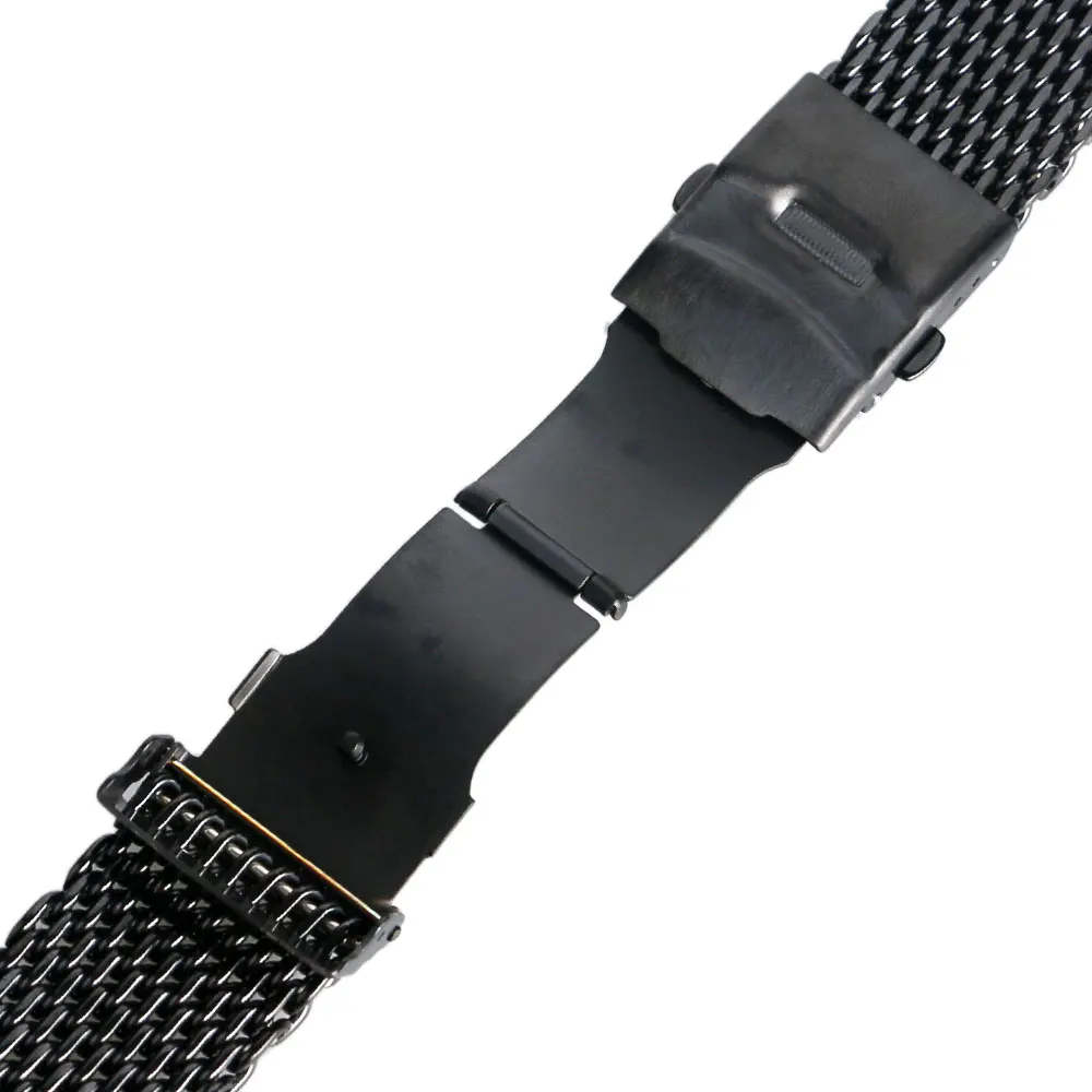 Ремешок сменный из нержавеющей стали для наручных часов черный металлический