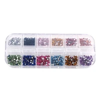 hot selling 2mm 12 color nail rhinestone acrylic diamond flat bottomed diamond about 2400 cosmetic for nail gift for women