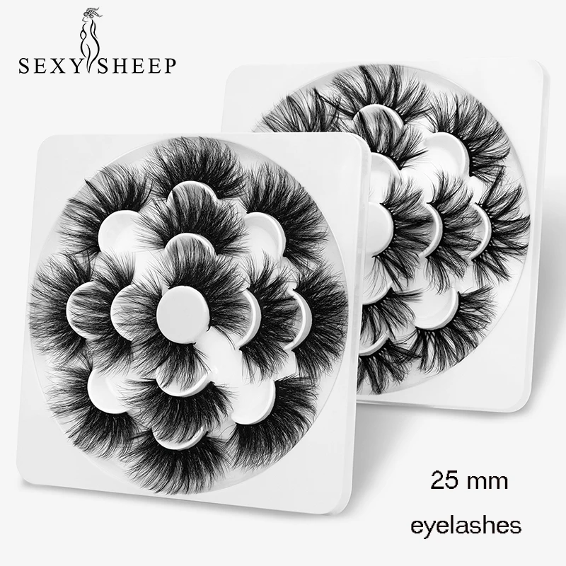 SEXYSHEEP 4/7 пар 3D норковых ресниц 25 мм натуральные длинные накладные ресницы объем