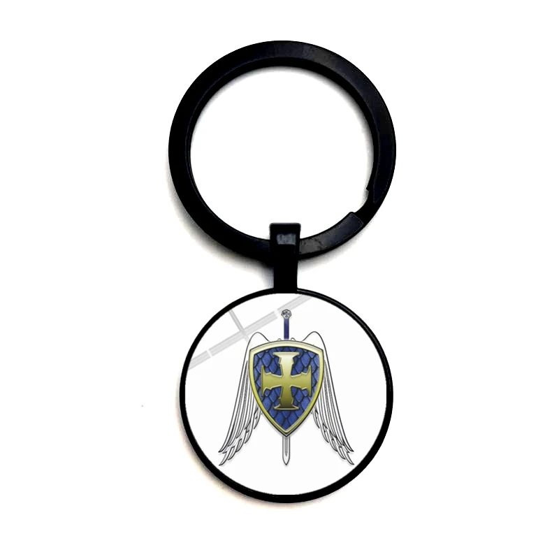 

2020Archangel Saint Michael Keychain Protect Me Holy Shield Angel Protection Glass Gem Pendant Orthodox Amulet Christian Jewelry