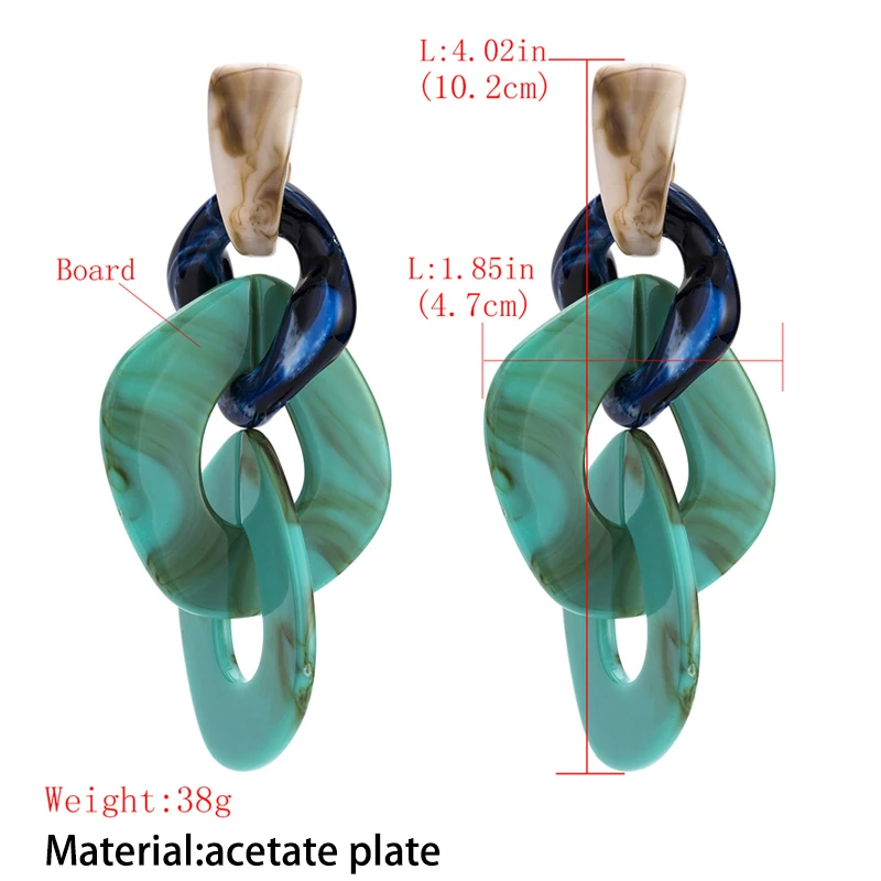 Большие винтажные женские акриловые серьги M &amp G с тремя кругами и зеленой