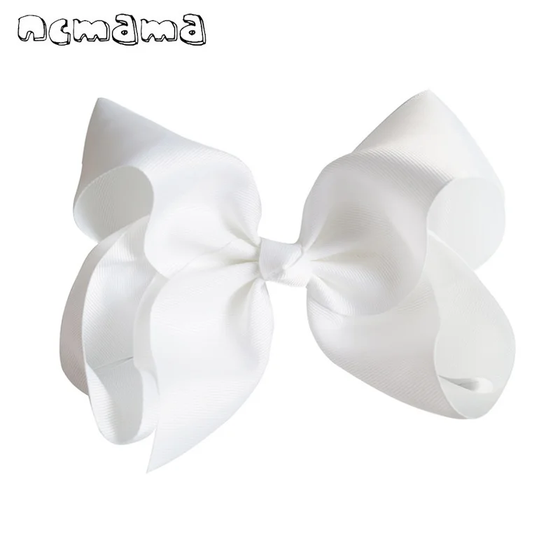 

ncmama 8" Handmade Solid Large Hair Bow For Girls Kids Grosgrain Ribbon Bow With Clips Boutique Big Hair Accessories