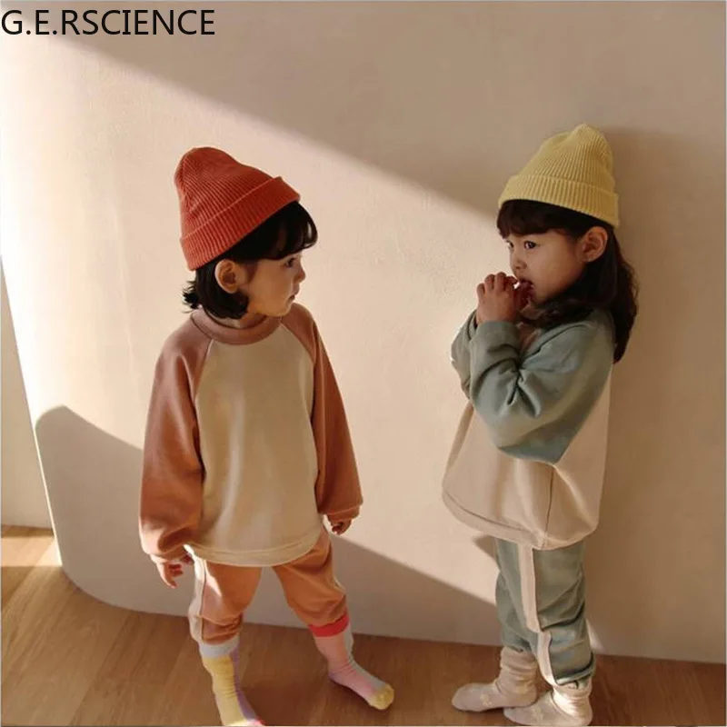 

2021 children's clothing new cotton hooded suit boys' suits girls sports and leisure children's clothing