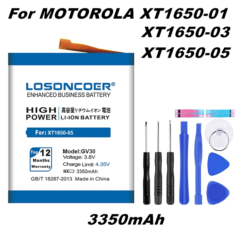LOSONCOER 3350 мА/ч, GV30 SNN5972A Батарея для Motorola Moto Z XT1650-01 XT1650-03 XT1650-05 GV40 XT1650-02 SNN5968A телефон Батарея