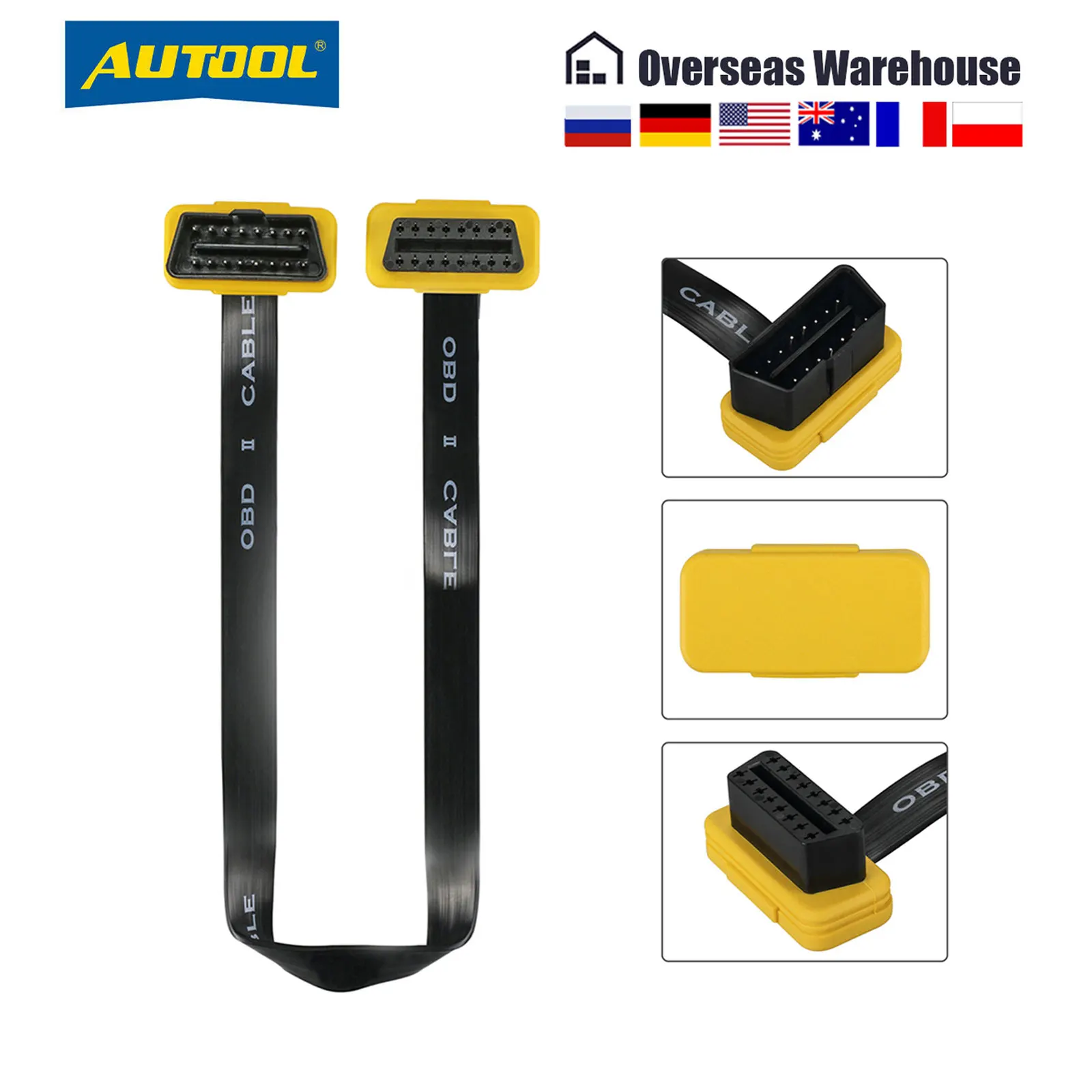 

AUTOOL 40cm Car OBD Extension Cable OBD2 Connector Universal Male to Female Extend Cable OBDII Adapter for Auto