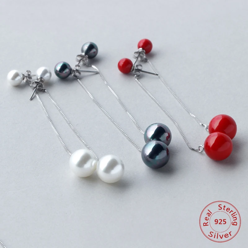 Элегантные двойные круглые длинные бусы с кисточкой висячие серьги 925 пробы