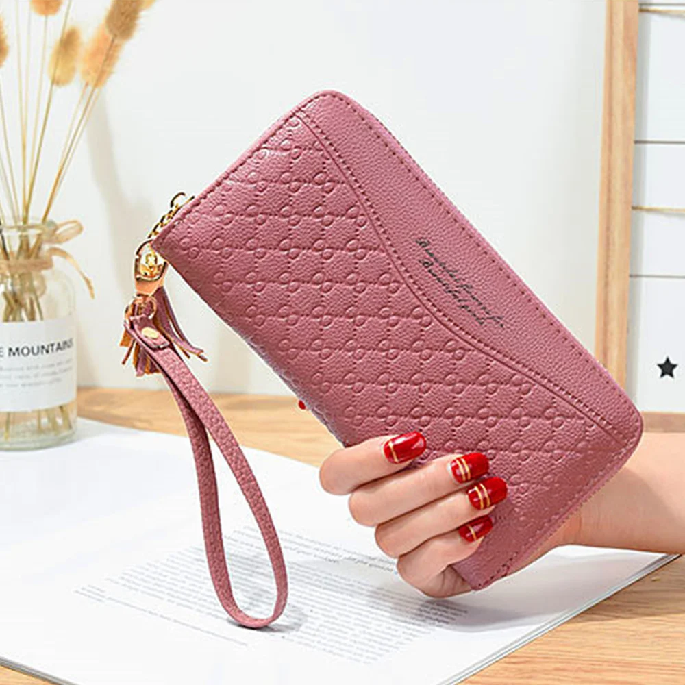 

Women Wallets 2020 Long Creative Female Card Holder PU Wallet Luxury Coin Purse Girls Fashion Envelope Tassel Money Leather Bag