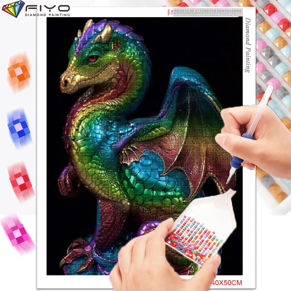 5D DIY Алмазная роспись дракона Статуэтка фантазия Животное Статуя картина мозаика