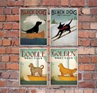 Абстрактная живопись на холсте, черная собака, катание на лыжах, Желтая Собака, Настенная картина, лодка на стену, картины для гостиной, Декор