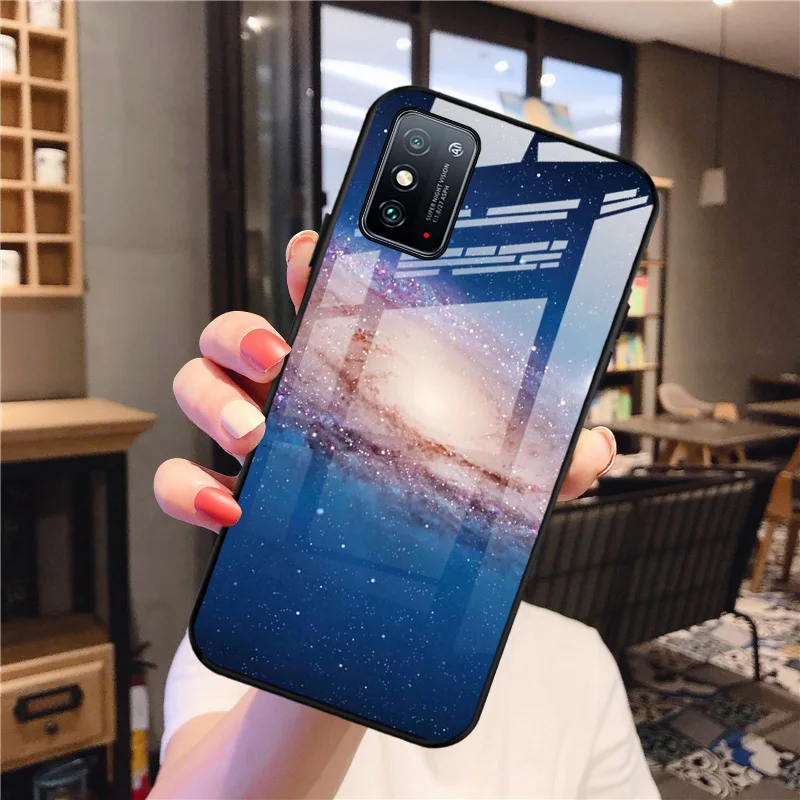 

Glossy Tempered Glass Case For Huawei Honor X10 Case Hard PC Glass Cover Case on Honor X10 Max 5G KKG-AN00 7.09 inch TPU Bumper