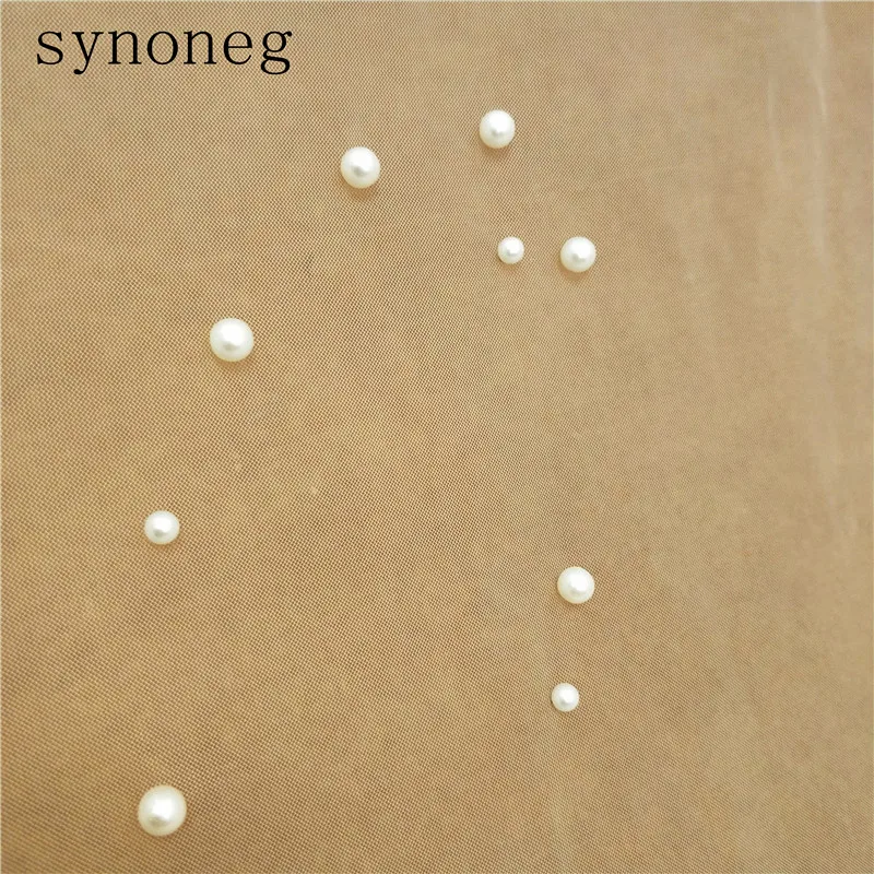 New Arrival Hot Sale White/Ivory Bridal Veil With Comb One Layer Cathedral Royal Pearl Wedding Veu de