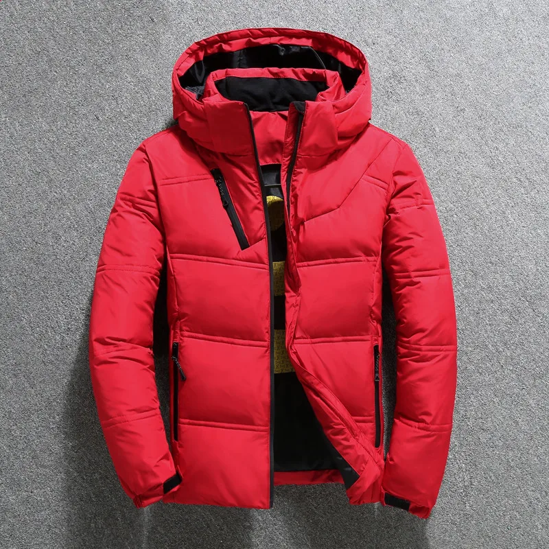 2019 Мужская русская Зимняя Толстая теплая ветрозащитная белая куртка пуховик на