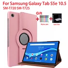 Вращающийся на 360 градусов чехол для Samsung Galaxy Tab S5e 10,5, чехол, SM-T720 для планшета, 2019, SM-T725 10,5 '', кожаный чехол-подставка с ручкой + пленкой