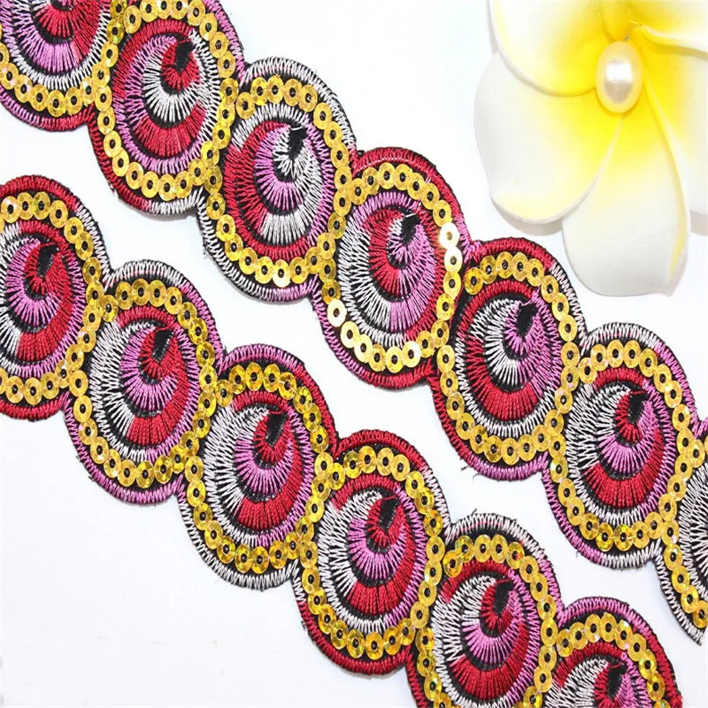 1 м/лот в этническом стиле с блестками Кружевное платье Ширина ленты 4 2 см