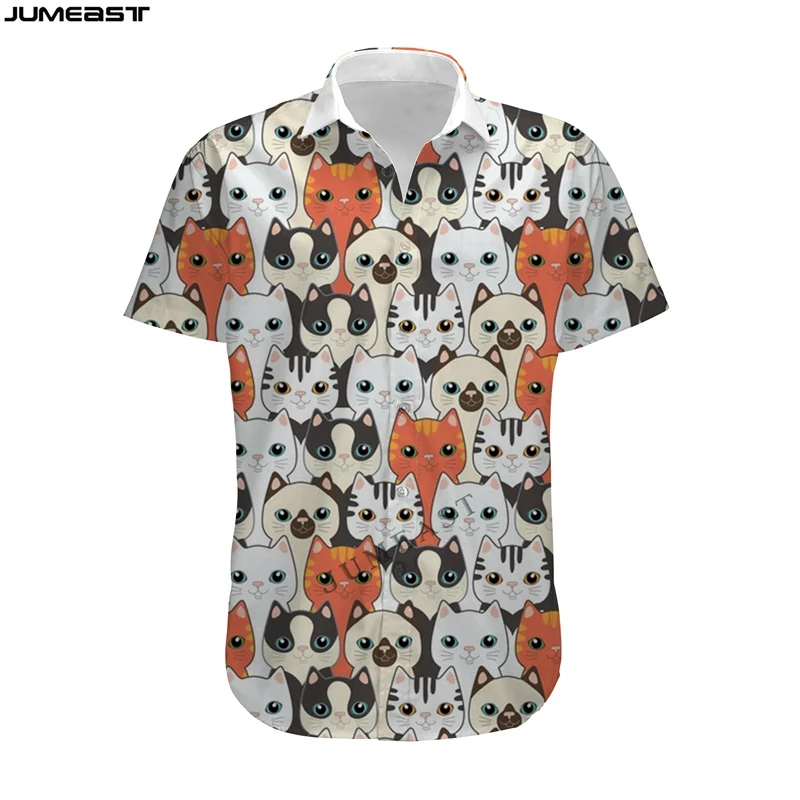 Jumeast Men Women 3D T-Shirt Oversized Female Cartoon Lovely Animal Cat Streetwear Funny Short Sleeve T Shirt Hawaii Tops Tees | Мужская