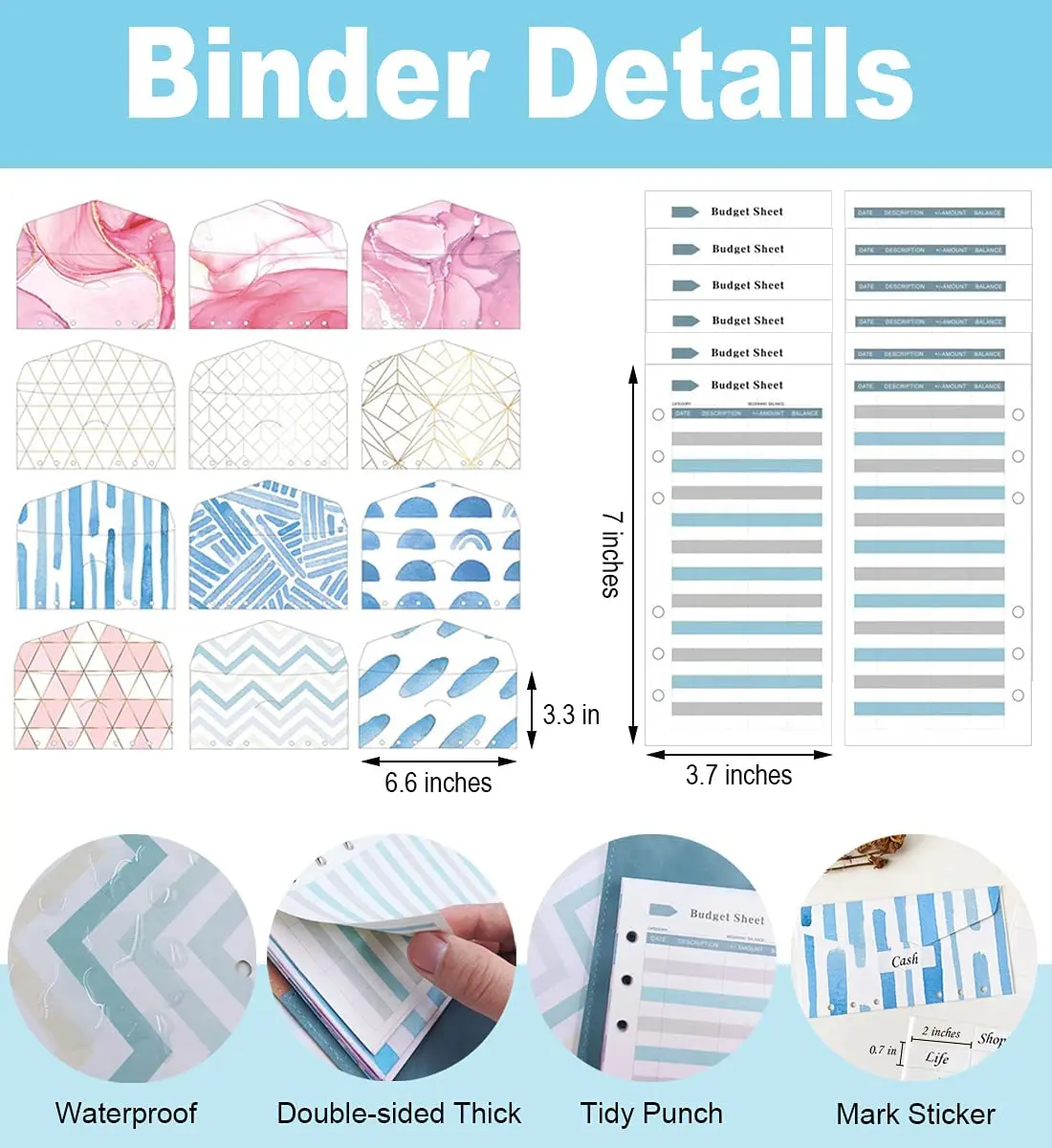 Najtaniej A6 Notebook Budżetu Spoiwa, środków Pieniężnych Farsz Koperty Spoiwa, PU Skóra Organizer Na Pieniądze Z 12 Sztuk środków Pieniężnych Koperty, 12 Sztuk Budżetu Ona