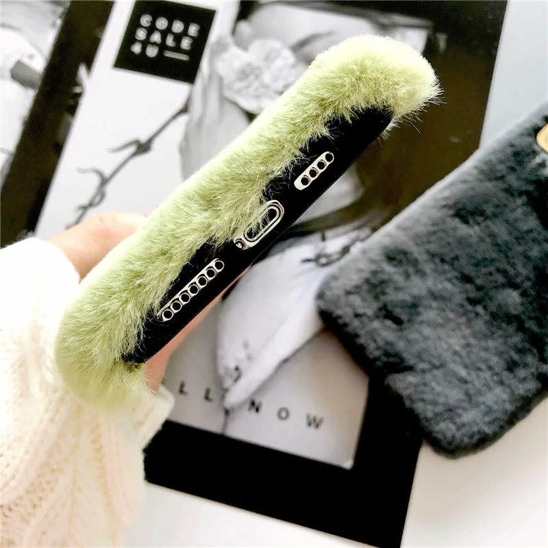 Зимний теплый Пушистый Плюшевый чехол для телефона iPhone 11 Pro XS Max X XR 6 6S 7 8 Plus милый