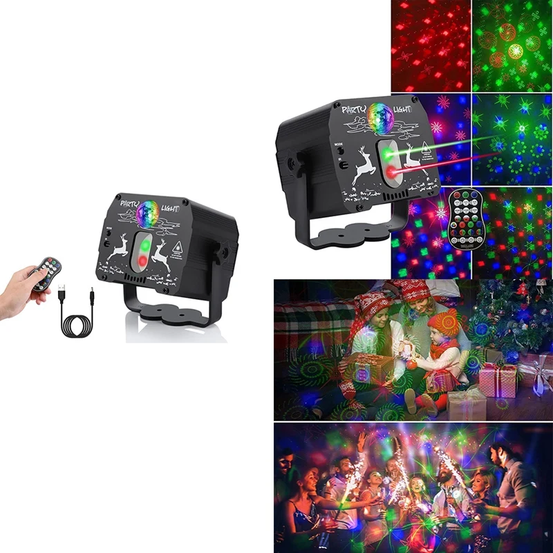 

Christmas Party Lights ,Sound Activated And Time Function Disco Lights For Parties 60 Patterns DJ Lights