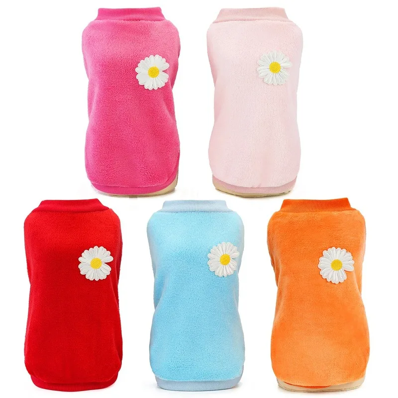 

PUOUPUOU Flowers Dogs Clothes 2021 Sweet Dogs Clothes for Small Medium Dogs Winter Pet Clothes Sweater Simple Ropa Para Perros