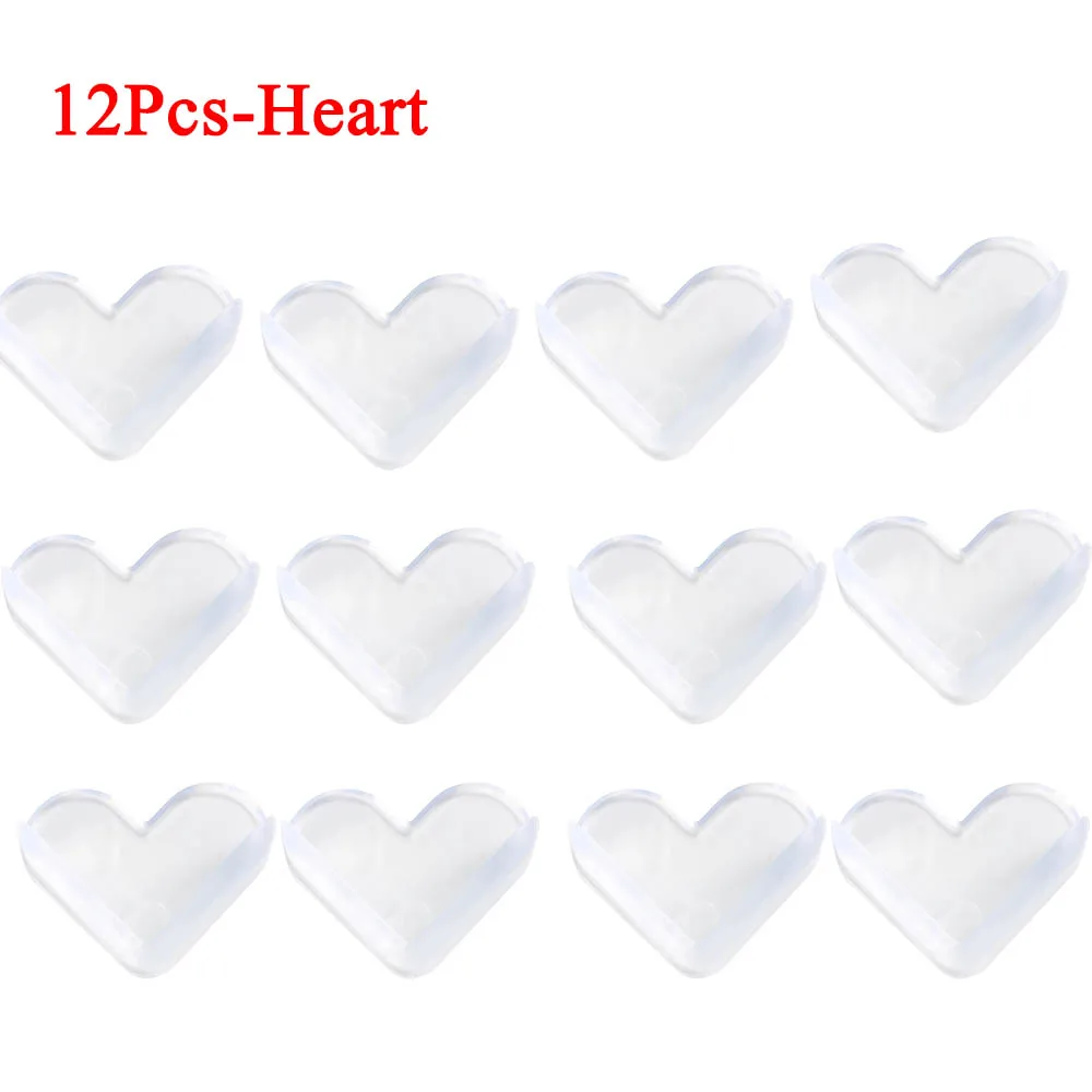12Pcs-Heart Детский безопасный уголок для ребенка угловая Защита Детские Силиконовые накладка на углы защита головы антиколлизия угловая - Цвет: 12Pcs-Heart