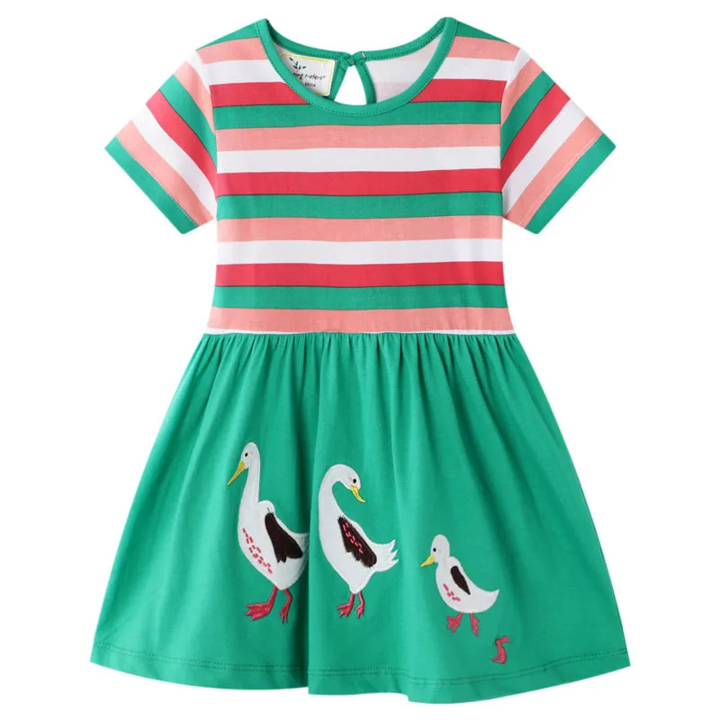 

New Girls Summer print Dress Flare Sleeve Sundress for Girls Princess Casual Wear Unicorn Printing Hawaii Holiday Beach Dresses