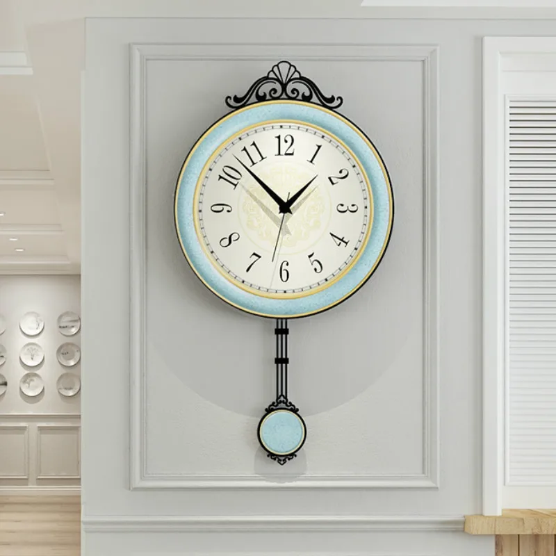 Скандинавские большие настенные часы роскошные с маятником декоративные для