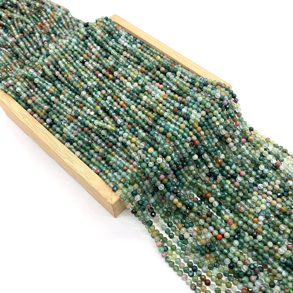 

Natural Round Faceted Indian Agate Stone Beads Indian Agat Loose Spacer Beads for Jewelry Making DIY Bracelet Accessories