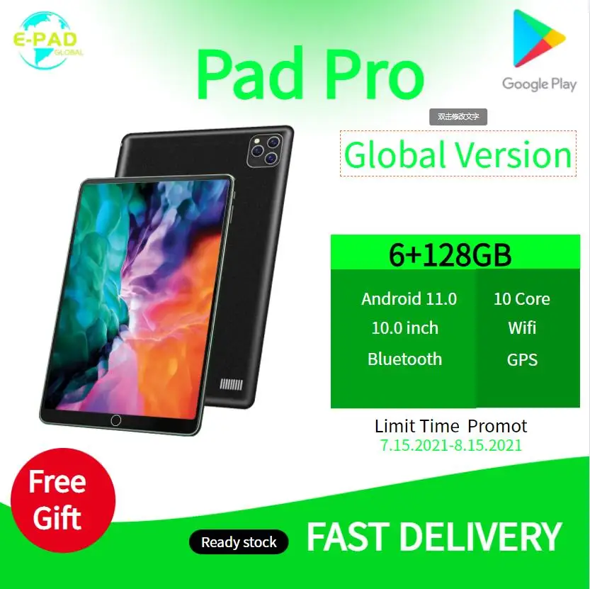 

Планшет на Android 2021, экран 10 дюймов, 6 ГБ + 11,0 ГБ