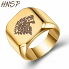 Печатка HNSP из нержавеющей стали 316L, с изображением волка, для мужчин, в стиле панк, черного, синего, серебряного цвета, ювелирный подарок на палец
