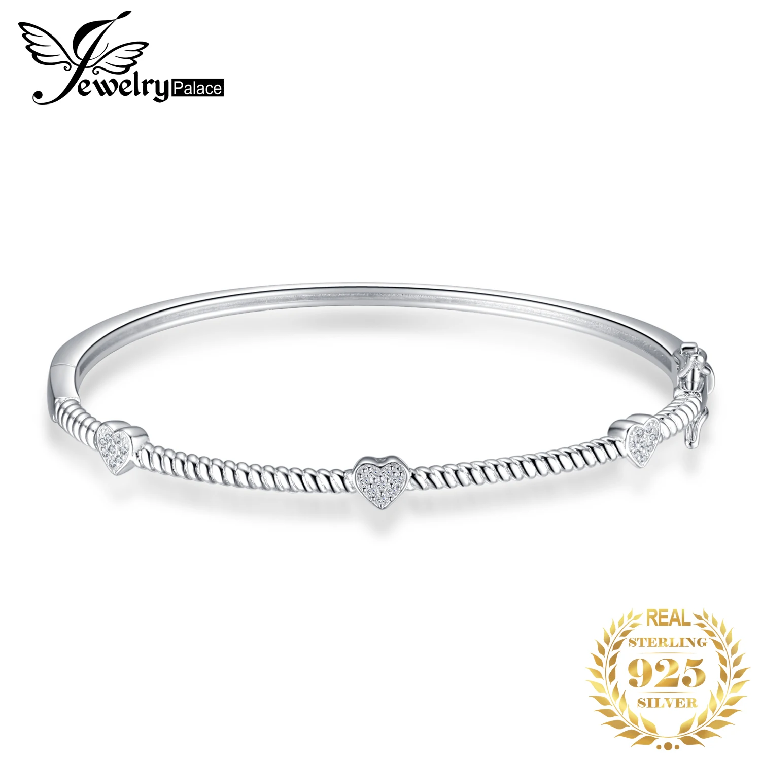 Jewelrypalace веревки Дизайн 0.1ct фианит сердце любовь браслет Браслеты S925 стерлингового серебра Романтический ювелирные изделия Украшения