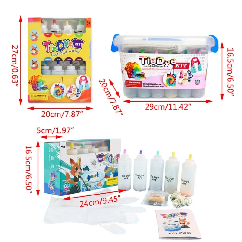 

28TF 5/8/18 Colors Dye Kit for Kids and Adults Pack Permanent dye Kits for Clothing Craft Textile Party Group Handmade