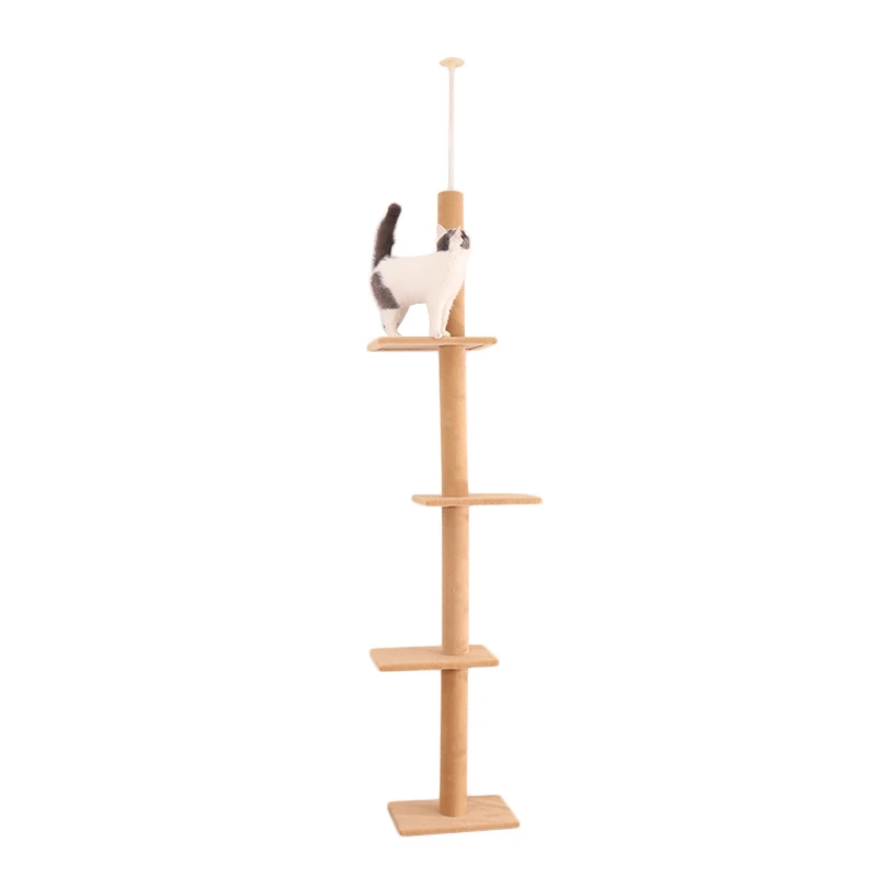 Coffee Domestic Delivery Height 238-286cm Pet Cat Tree Condo Scratcher Adjustable Scratching Climbing Tree Cat Toy Protecting Furniture - Цвет: Coffee