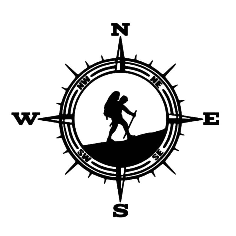 

16*15cm COMPASS HIKING HIKER Vinyl Decal Funny Car Window Bumper Novelty JDM Drift Vinyl Decal Sticker
