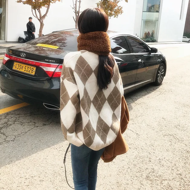 

Женский осенне-зимний свободный свитер с принтом, Осень-зима